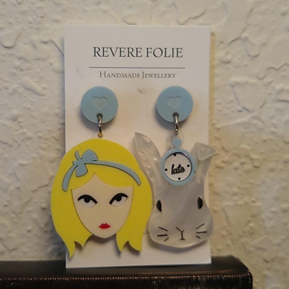 Revere Folie Alice & White Rabbit Earrings